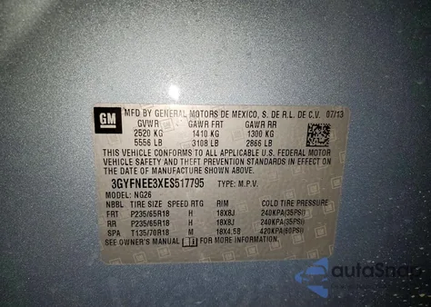 2014 Cadillac Srx Luxury Collection z USA, uszkodzony, nr VIN 3GYFNEE3XES517795